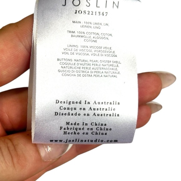 NWT JOSLIN SELENA LINEN MINI SHIRT Dress Size 4 100% Linen - Picture 11 of 12
